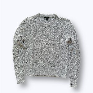 J.Crew Cable Knit Sweater Women’s Small S Navy White 100% Cotton Chunky Pullover